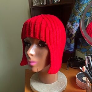 Tête Couture Red Knit Beanie Hat